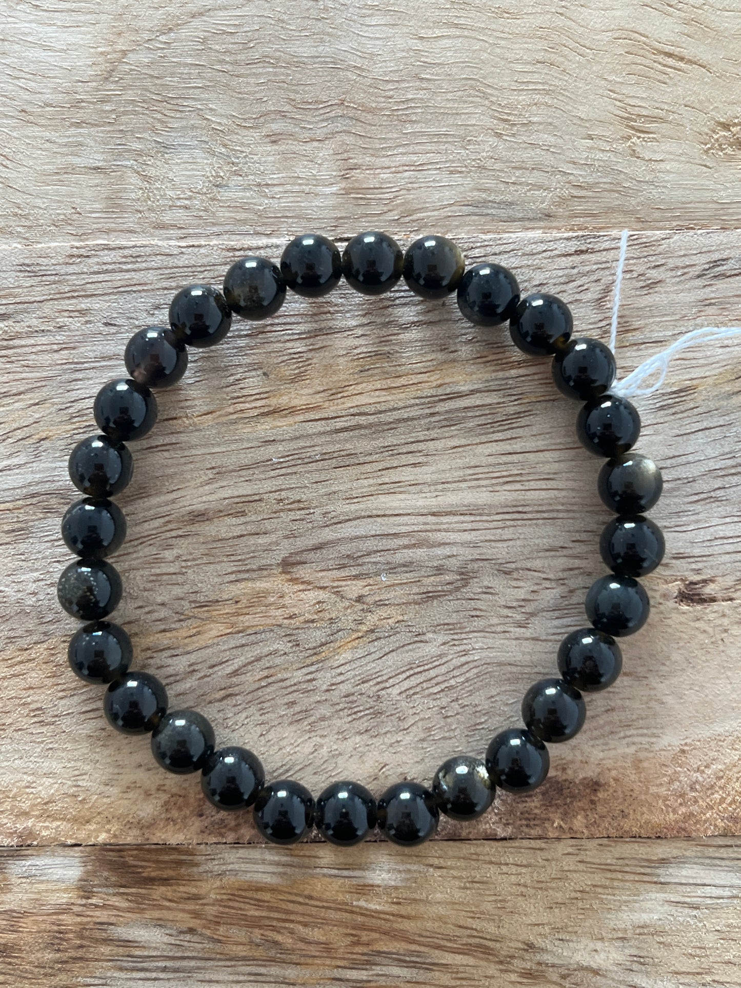 Bracelet Obsidienne Dorée 6mm 12eur