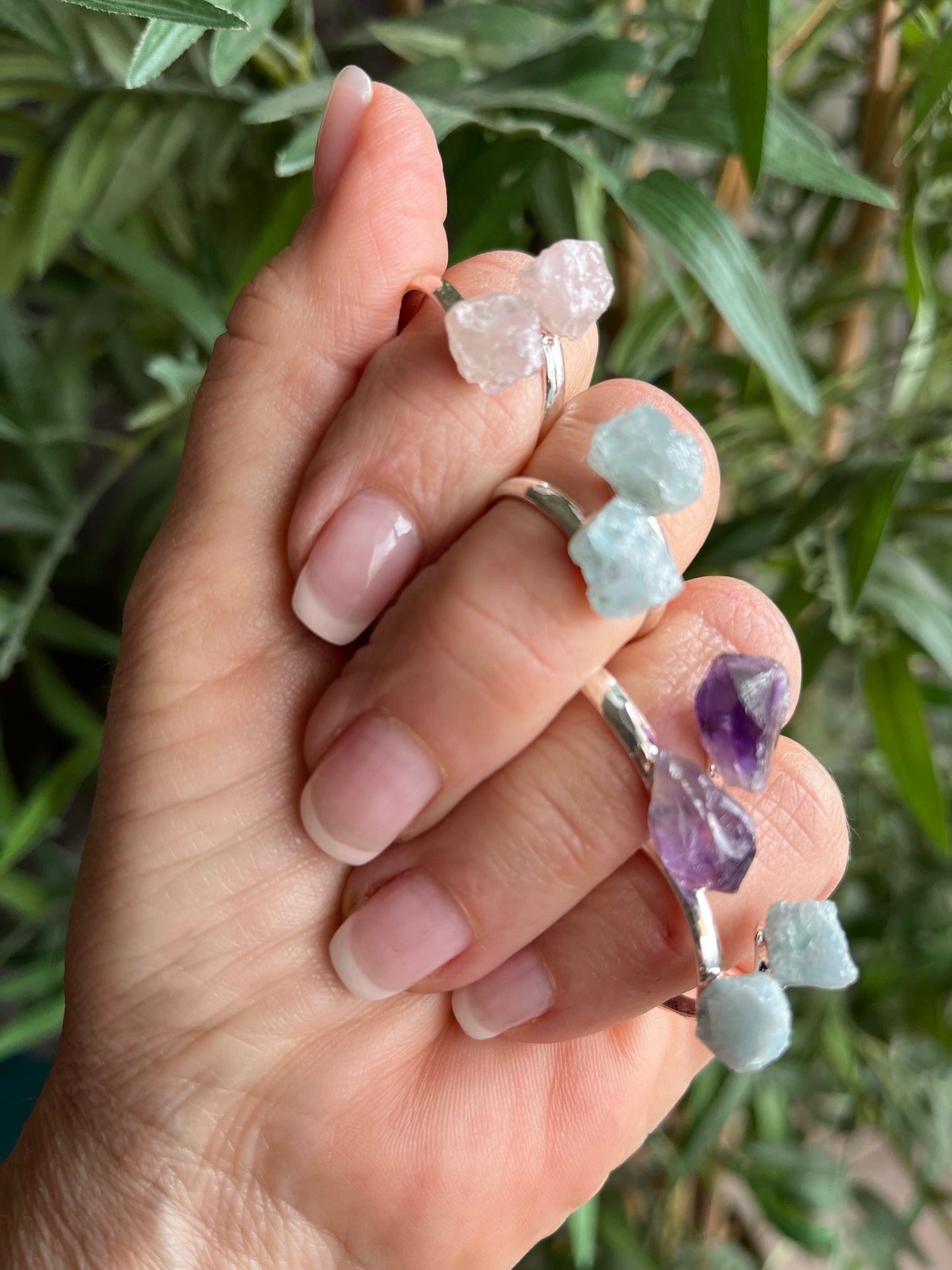 Bague 17 eur existe Quartz Rose Améthyste Aigue-Marine ( uniquement Quartz Rose )