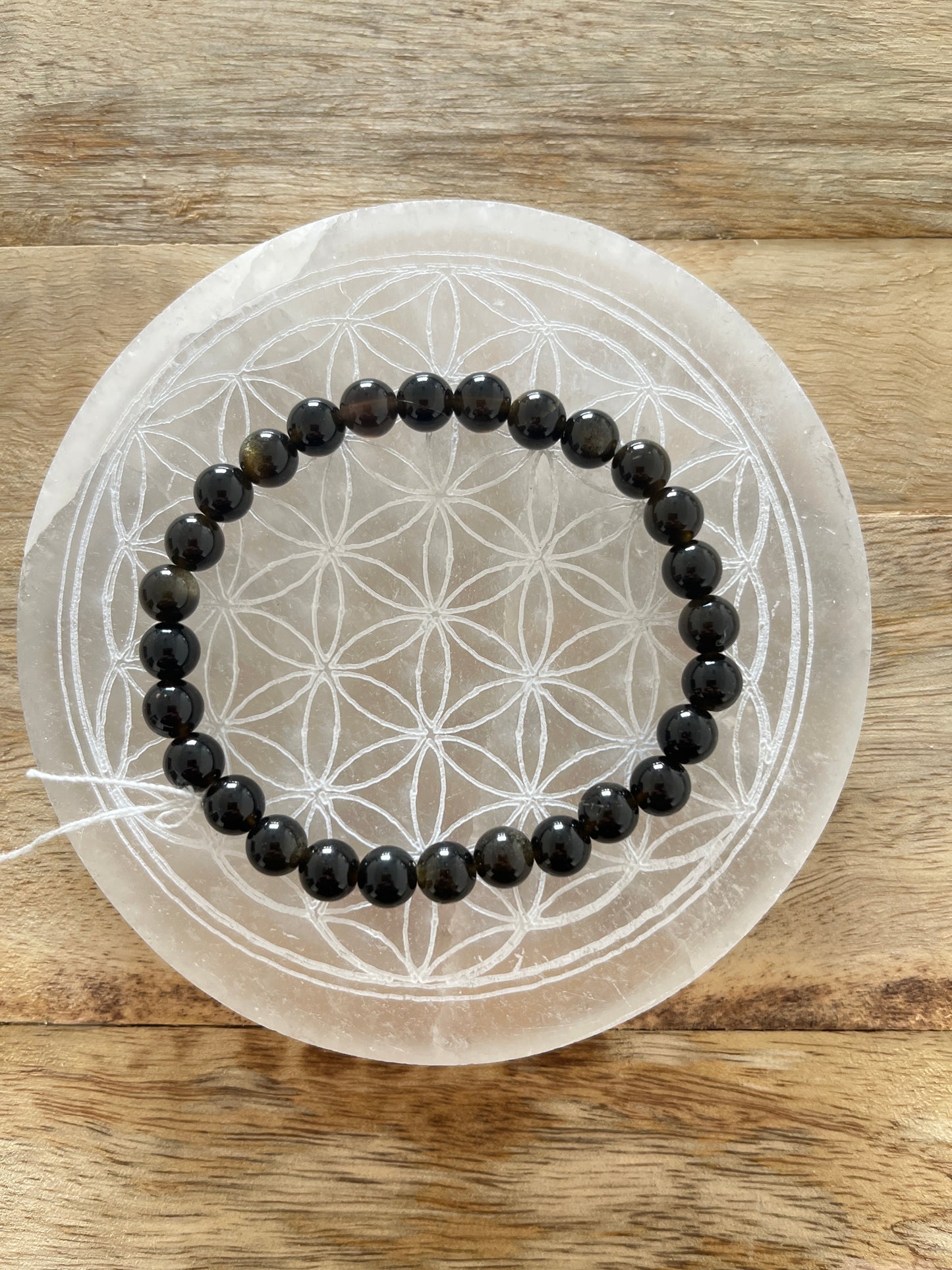 Bracelet Obsidienne Dorée 6mm 12eur
