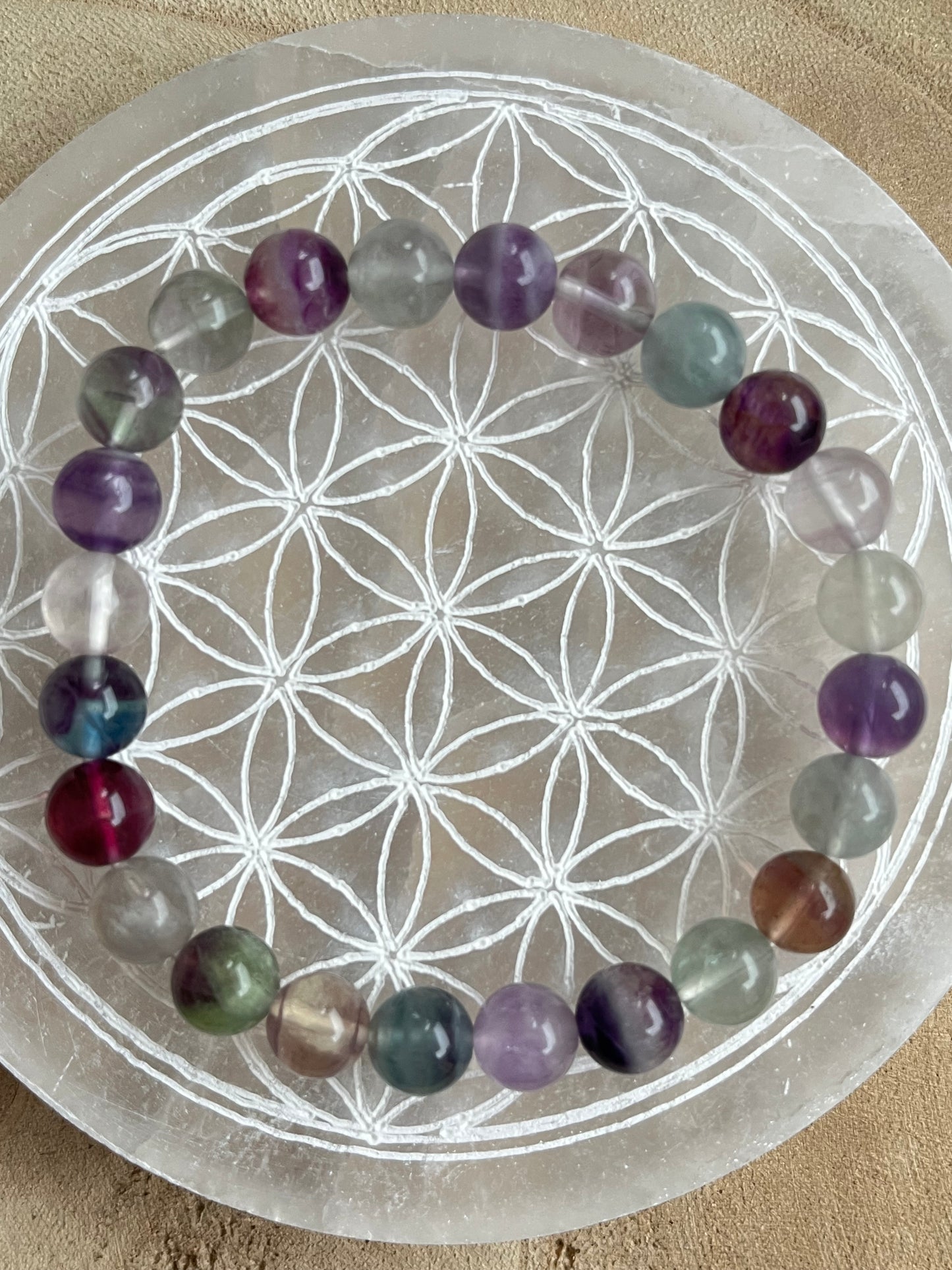 Bracelet 8mm Fluorite multicolore AA
