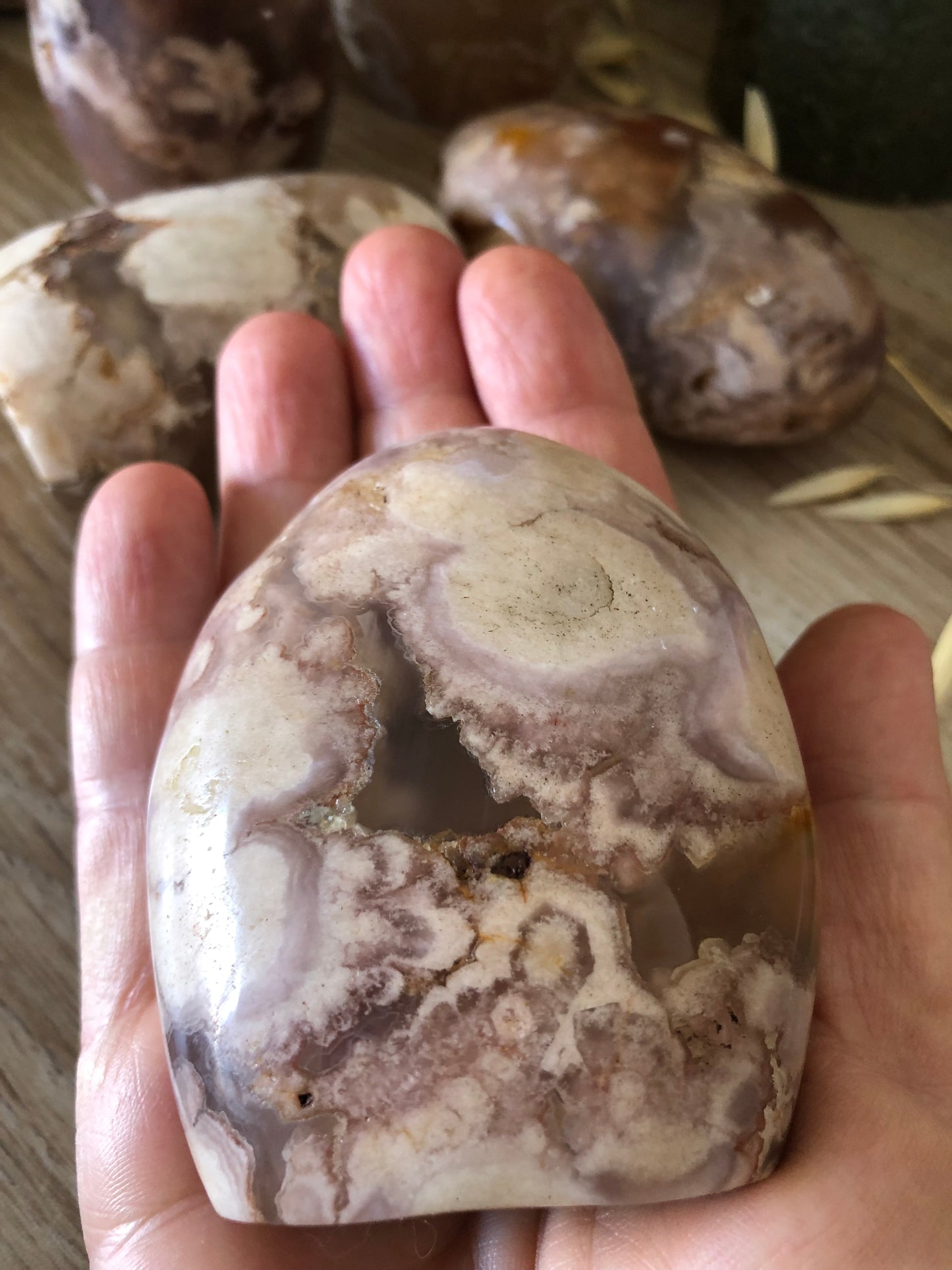 Agate fleur de cerisier en forme libre Promo 20€