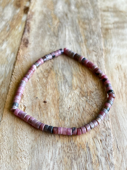 Bracelet Rhodonite Madagascar perle Heishi AA 15eur