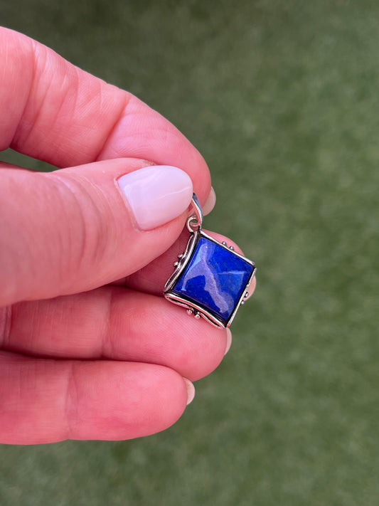 Pendentif serti Argent 925 disponible en Apatite bleue et Lapis-lazuli