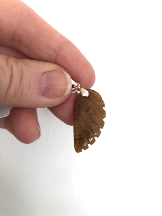 Pendentif Argent 0.925 aile d'Ange Œil de Tigre